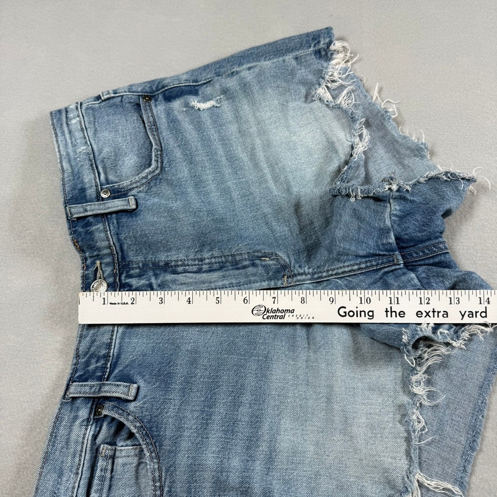 Silver Jeans Womens 31 Frisco Short Blue Denim Distressed High Waist Cut Off - Picture 7 of 8